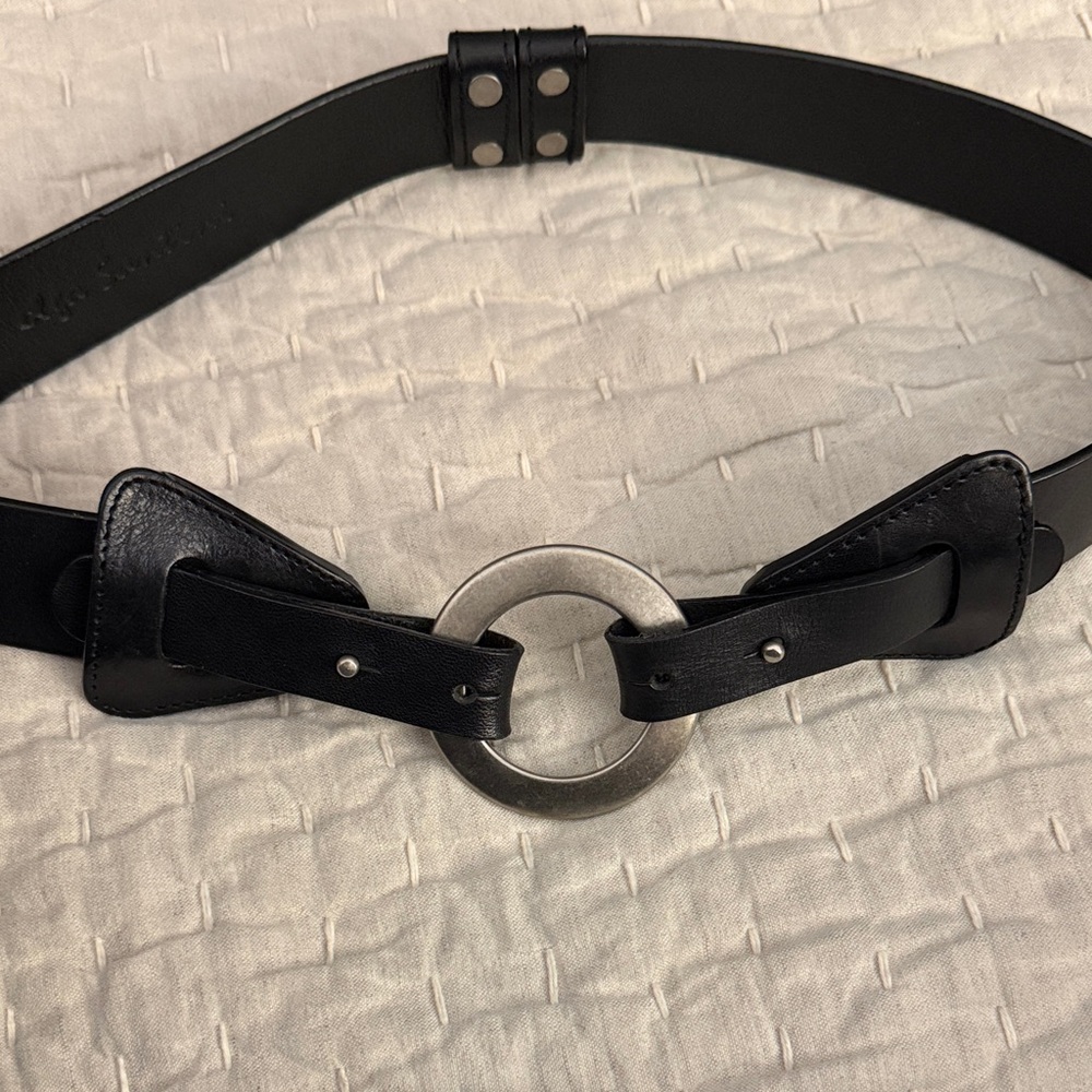 Olga Santini Black Belt with Silver Ring Buckle